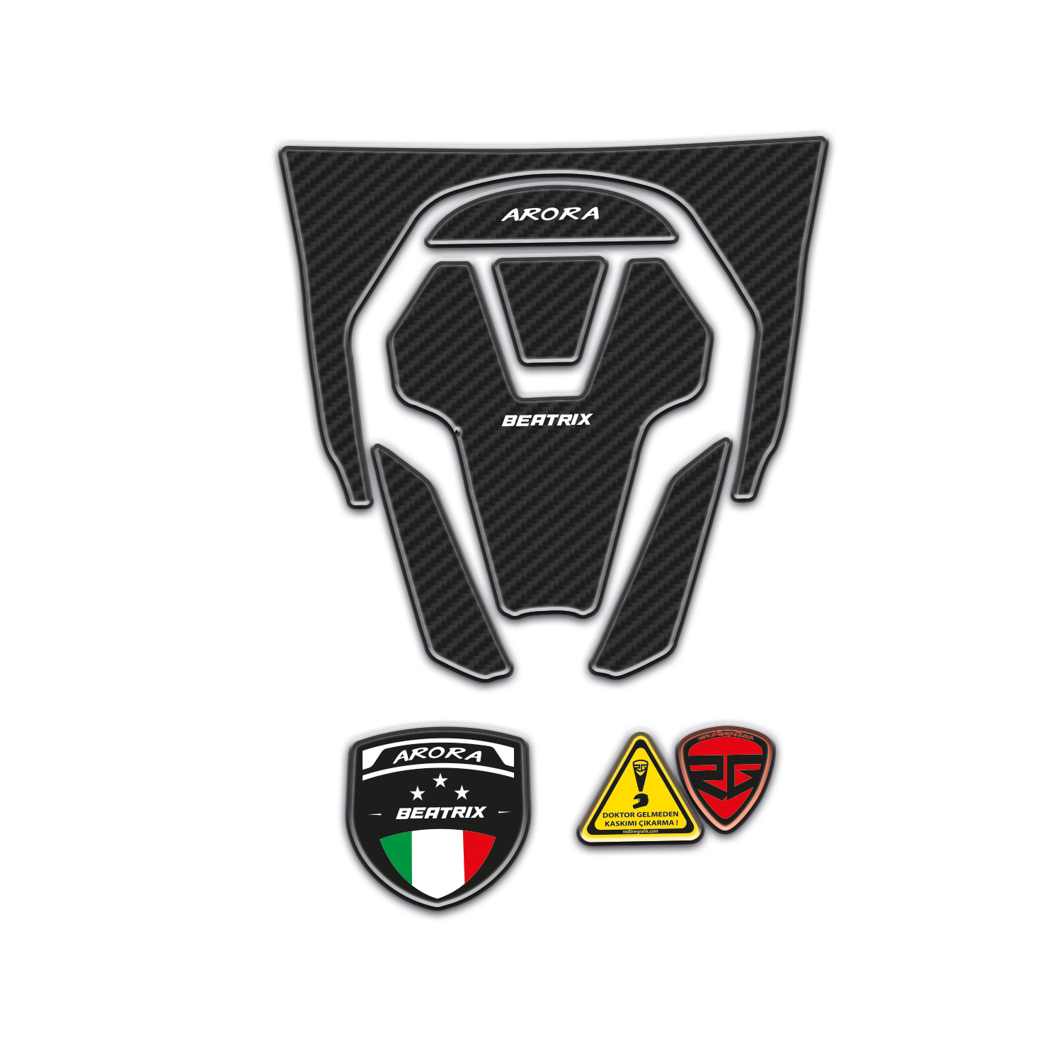 Redline Grafik Arora Beatrix Uyumlu Karbon Tasarımlı Tank Pad Set