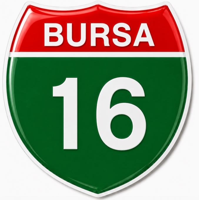 Redlinegrafik Bursa 16Plaka Kodlu 3D Kabartmalı Araç 1 Adet Sticker Etiket yeşil beyaz Renk