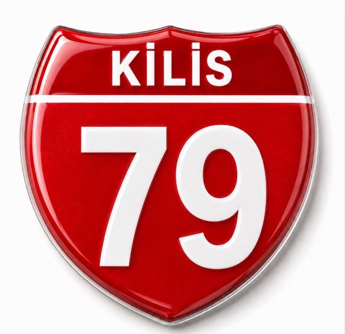 Redlinegrafik 79 Kilis Plaka Kodlu 3D Kabartmalı Araç 1 Adet Sticker Etiket Kırmızı  Beyaz