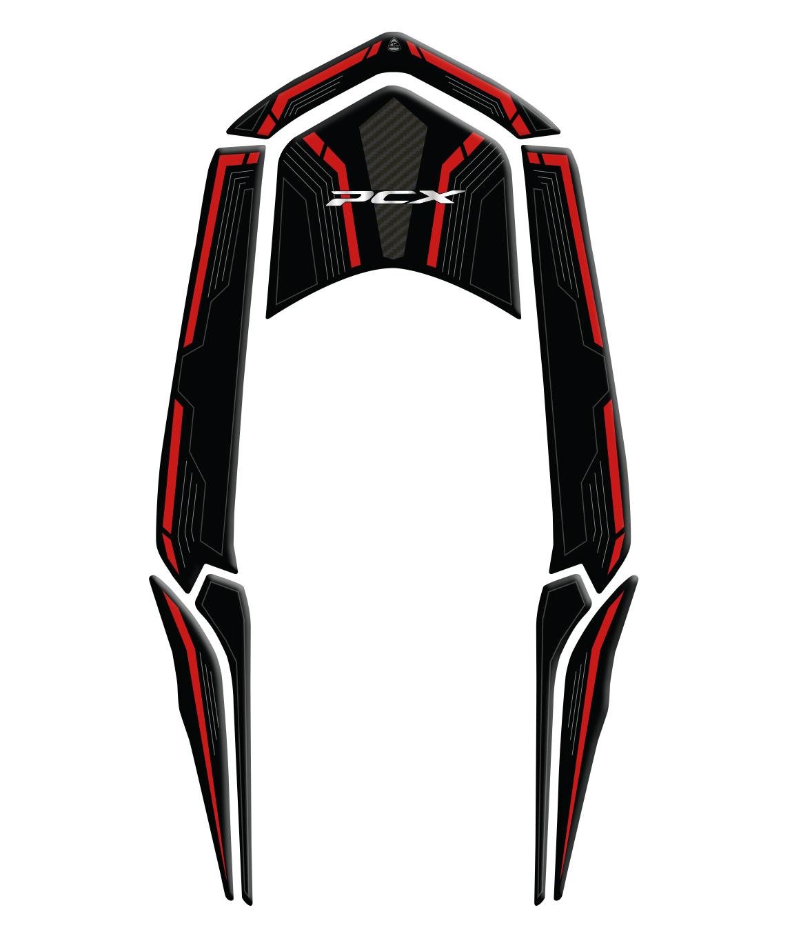 Honda PCX 2025 Karbon Kırmızı Kuyruk Pad Redline Grafik