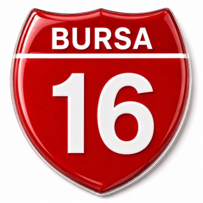 Redlinegrafik Bursa 16 Plaka Kodlu 3D Kabartmalı Araç 1 Adet Sticker Etiket Kırmızı  Beyaz