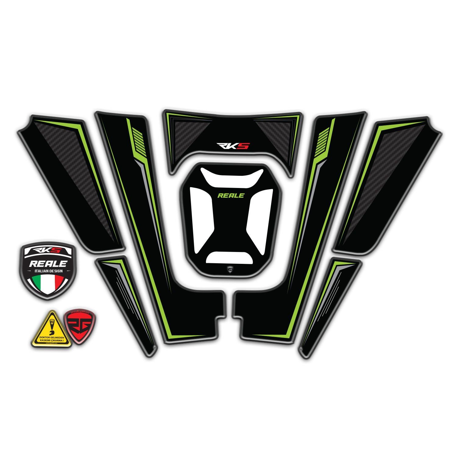 Redlinegrafik RKS Reale 125 2024 - 2025 Yeşil Siyah Tank Pad Set Redline Grafik