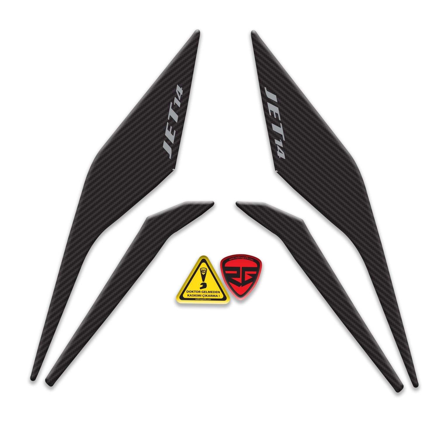 Redlinegrafik Sym Jet 14 2017-2026 Model Uyumlu Karbon Desenli Yan Artçı Pad Sticker 4 Parça 