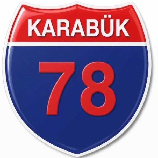 Redlinegrafik Karabük 78plaka Kodlu 3D Kabartmalı Araç 1 Adet Sticker Etiket kırmızı mavi Renk