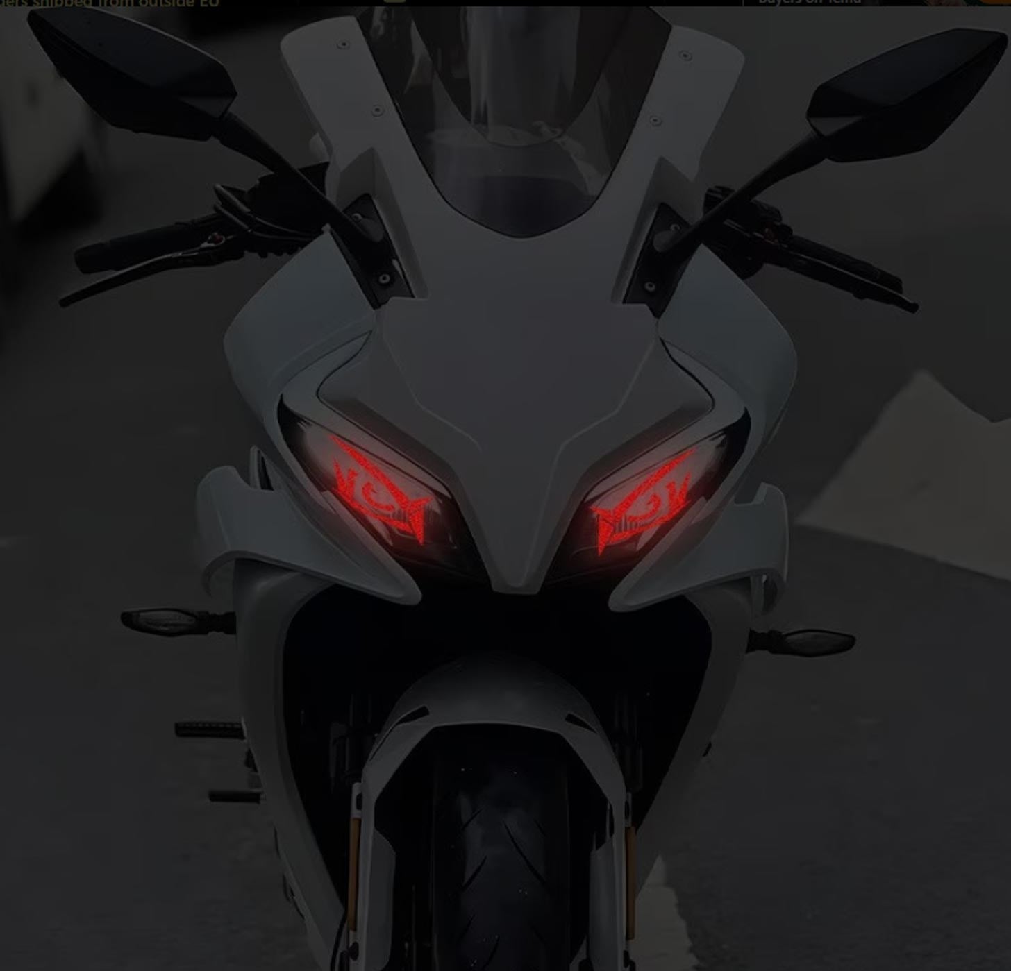 Universal Reflektif Özellikli Gece Parlayan Kırmızı Evil Eye Motosiklet Ön Grenaj Sticker Set