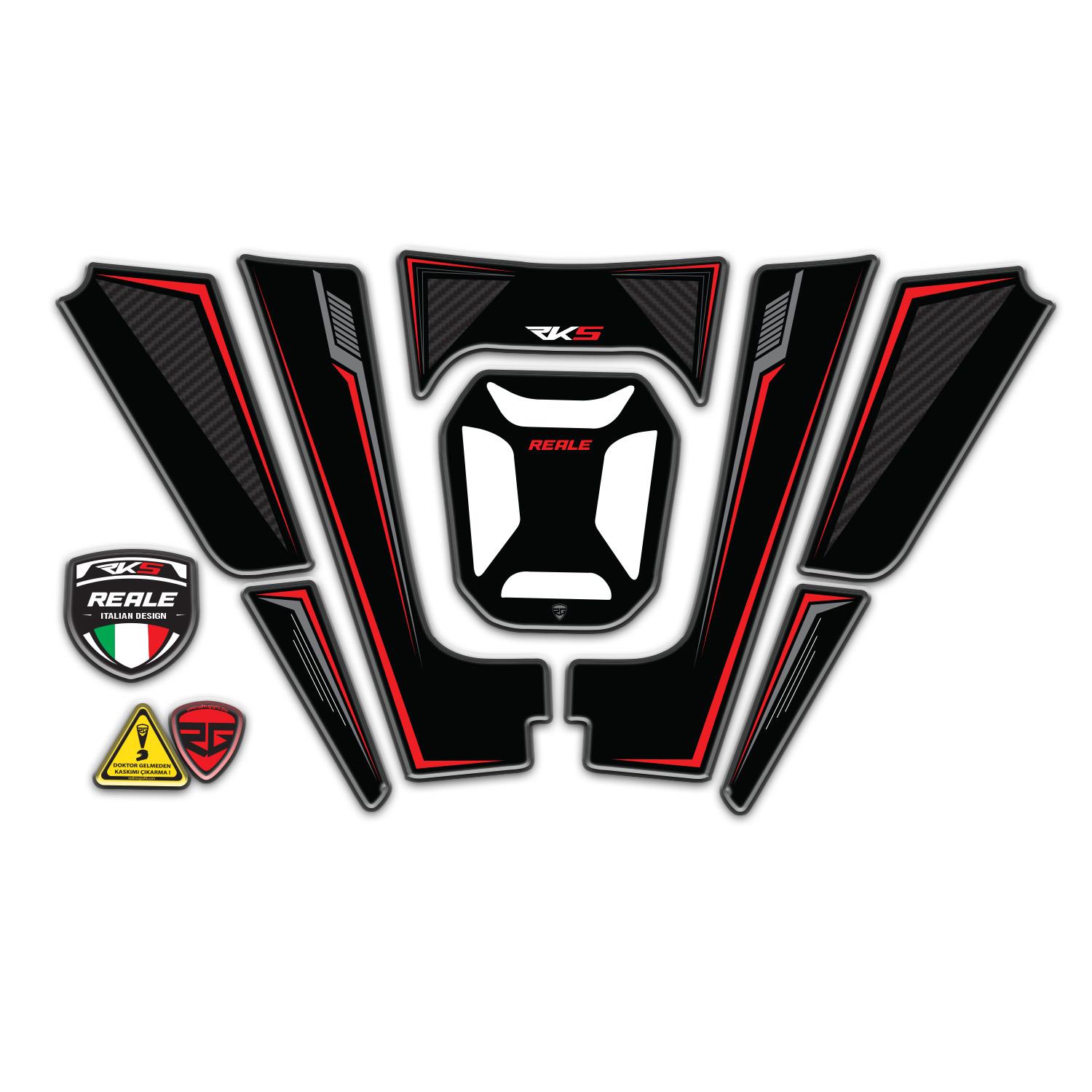 RKS Reale 125 2024 - 2025 Kırmızı Siyah Tank Pad Set Redline Grafik