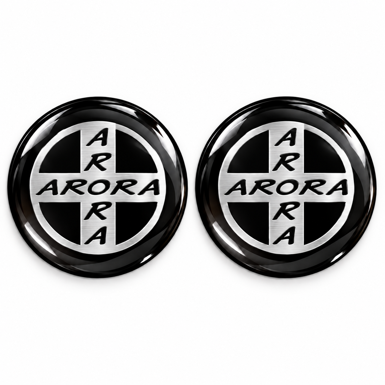 Arora Gümüş Siyah 2 Adet Damla Kabartmalı 3D Etiket Sticker Redlinegrafik