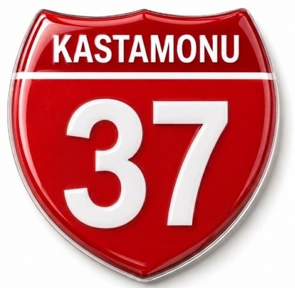 Redlinegrafik  37 Kastamonu Plaka Kodlu 3D Kabartmalı Araç 1 Adet Sticker Etiket Kırmızı  Beyaz
