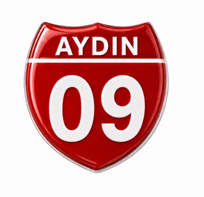 Redlinegrafik Aydın 09 Plaka Kodlu 3D Kabartmalı Araç 1 Adet Sticker Etiket Kırmızı  Beyaz