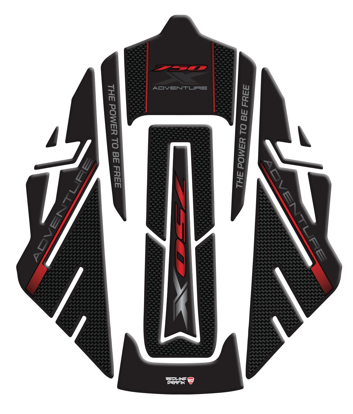 Honda NC 750X Siyah Karbon Kırmızı Tank Pad Set Redline Grafik