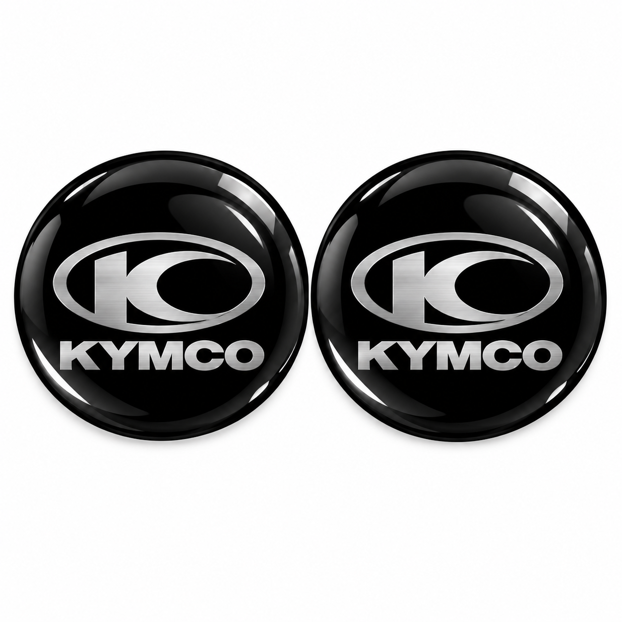 Kymco Gümüş Siyah 2 Adet Damla Kabartmalı 3D Etiket Sticker Redlinegrafik