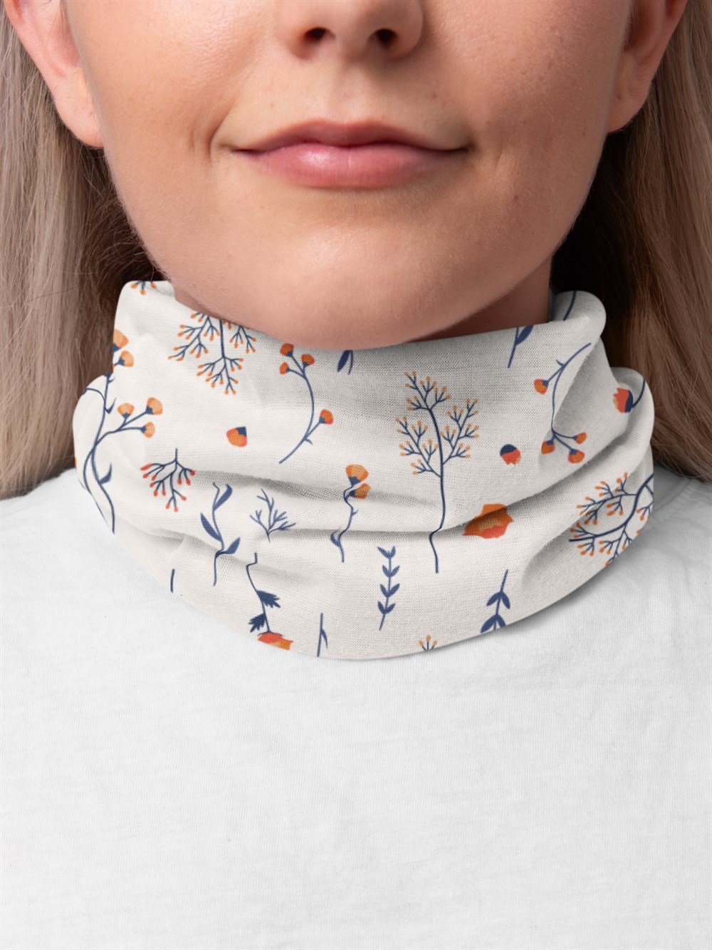 Floral Pattern Kadın Bandana Saç Bandı Toka Boyunluk