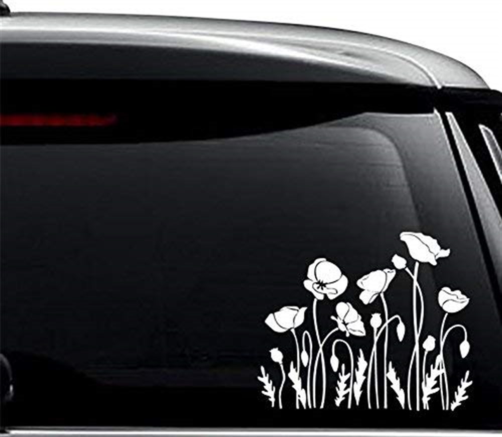 Flowers Oto Sticker Beyaz