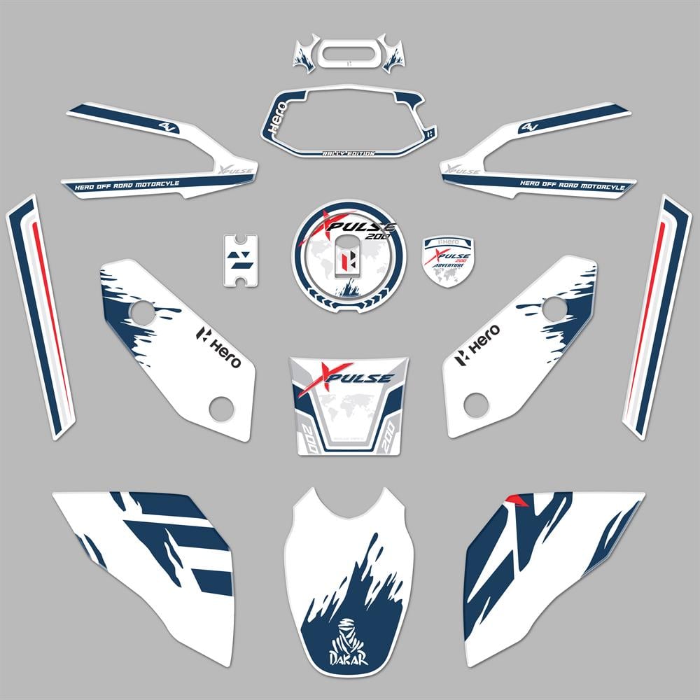 Hero Xpulse Beyaz Mavi Full Tank Pad Set 3D Sticker