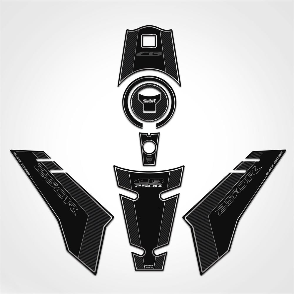 Honda Cb 250 R Tank Pad Set Motorsiklet Koruma Siyah-Gümüş