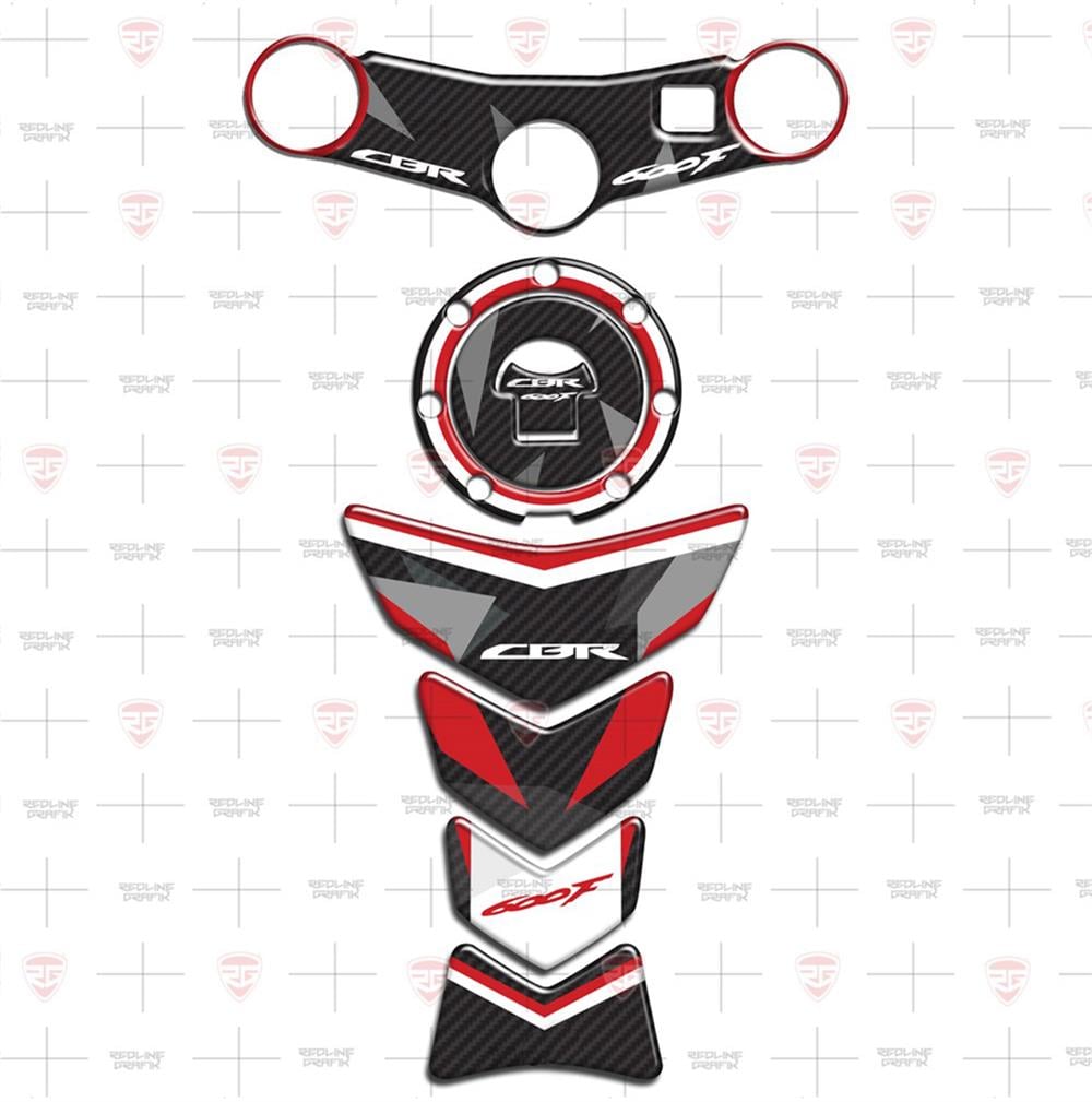 Honda CBR 600F Gidon Pad Mesnet Pedi Karbon Siyah Kırmızı Özel-2003-07