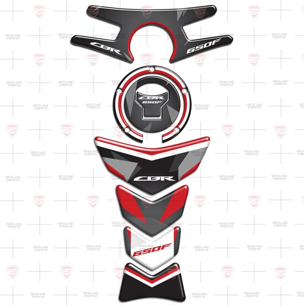Honda CBR 650F Kırmızı Siyah Tank Pad Depo Kapak Mesnet Pad Gidon Pad Set