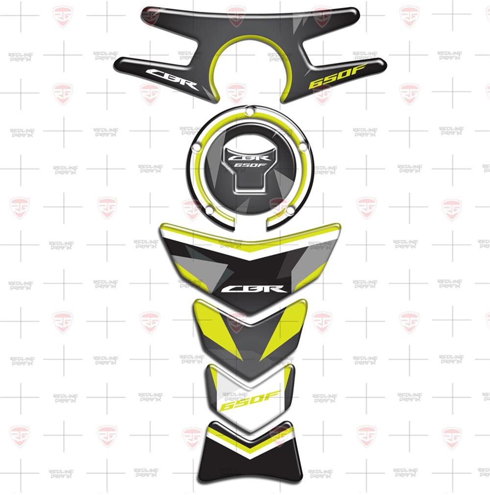 Honda CBR 650F Neon Sarı Tank Pad Depo Kapak Mesnet Pad Gidon Pad Set 