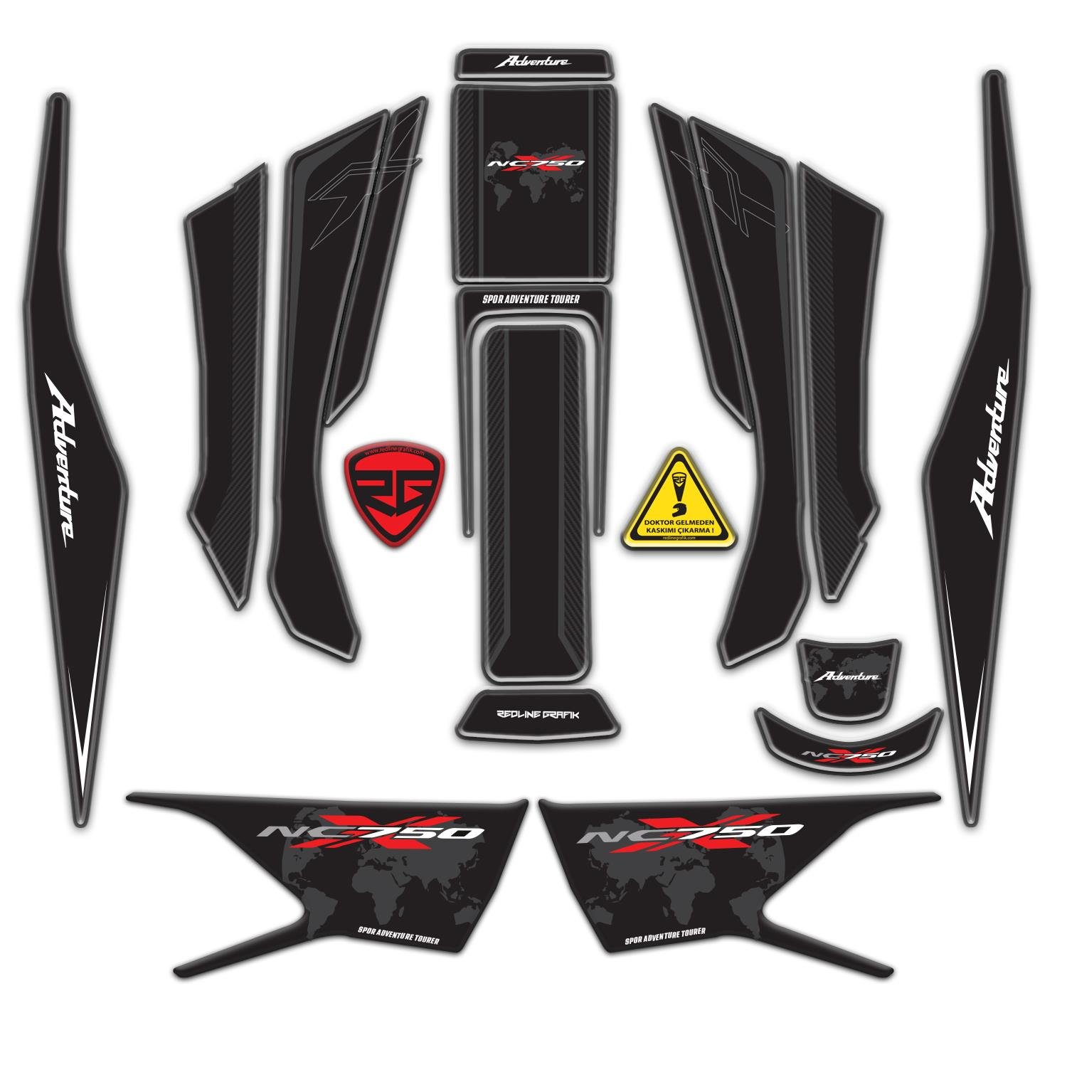 Honda NC750X 2021 - 2023 17 Parça Uyumlu Karbon Tank Pad  Yan Pad Kafa Pad Set