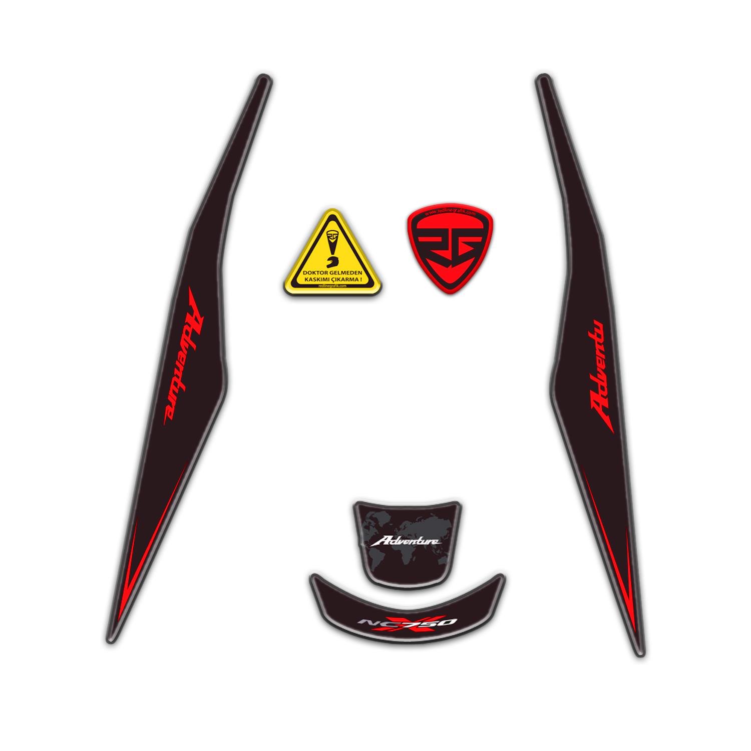 Honda NC750X 2021 - 2024 Uyumlu Karbon Kırmızı Kafa Pad Gaga Set Redlinegrafik