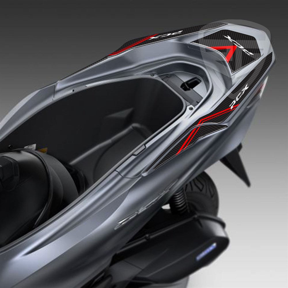 Honda Pcx 125 2021 Karbon Desen Kırmızı Kuyruk Sticker