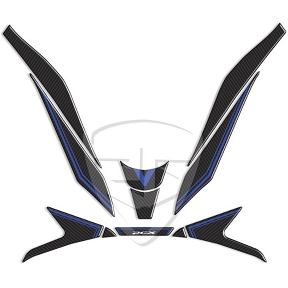 Honda Pcx 125 2021 Karbon Desen Mavi Far Üstü Koruma Stiicker Pad