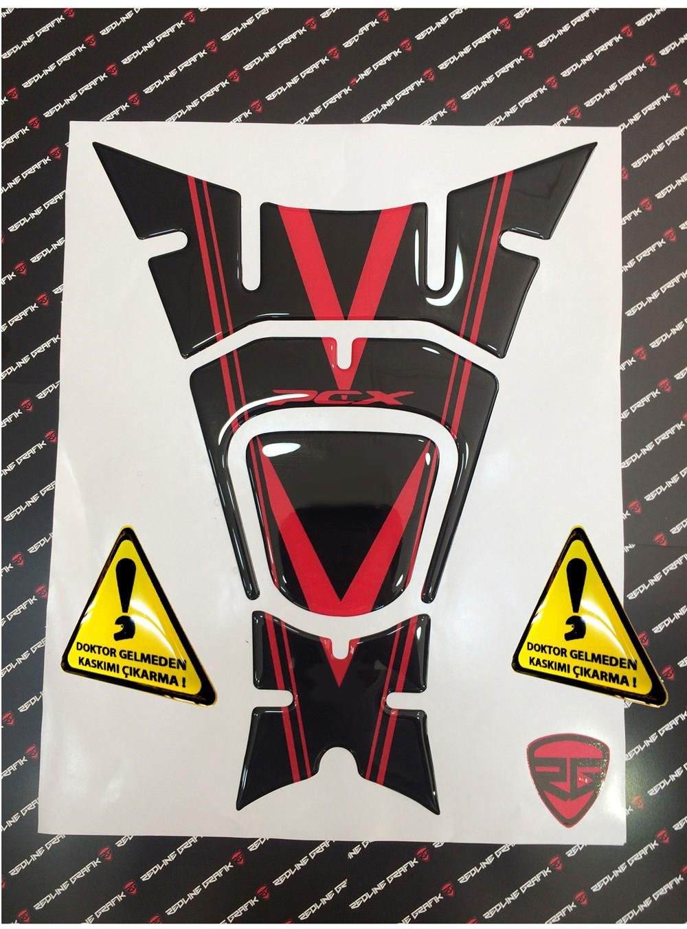 HONDA PCX 2018 VE ÜZERİ 4 PARÇA KIRMIZI SİYAH TANK PAD 1.KALİTE