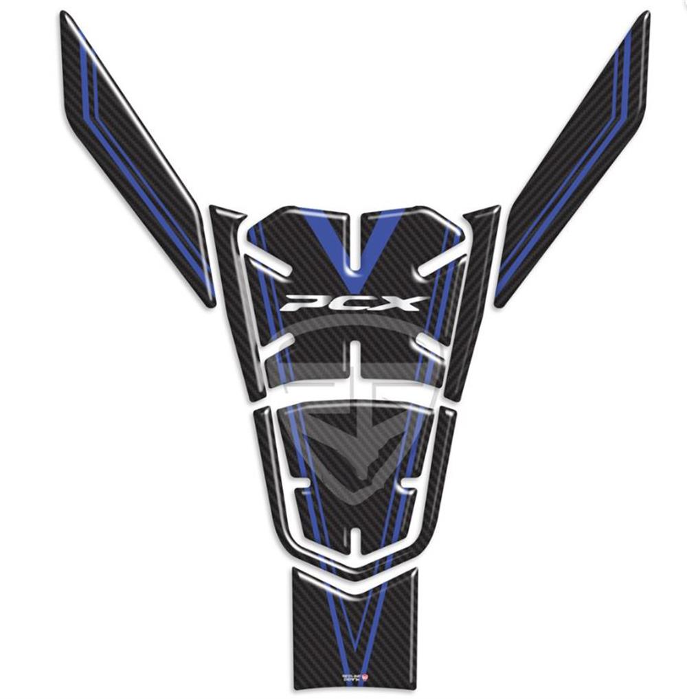 Honda Pcx 2021 Model Karbon Desen Mavi Tank Pad