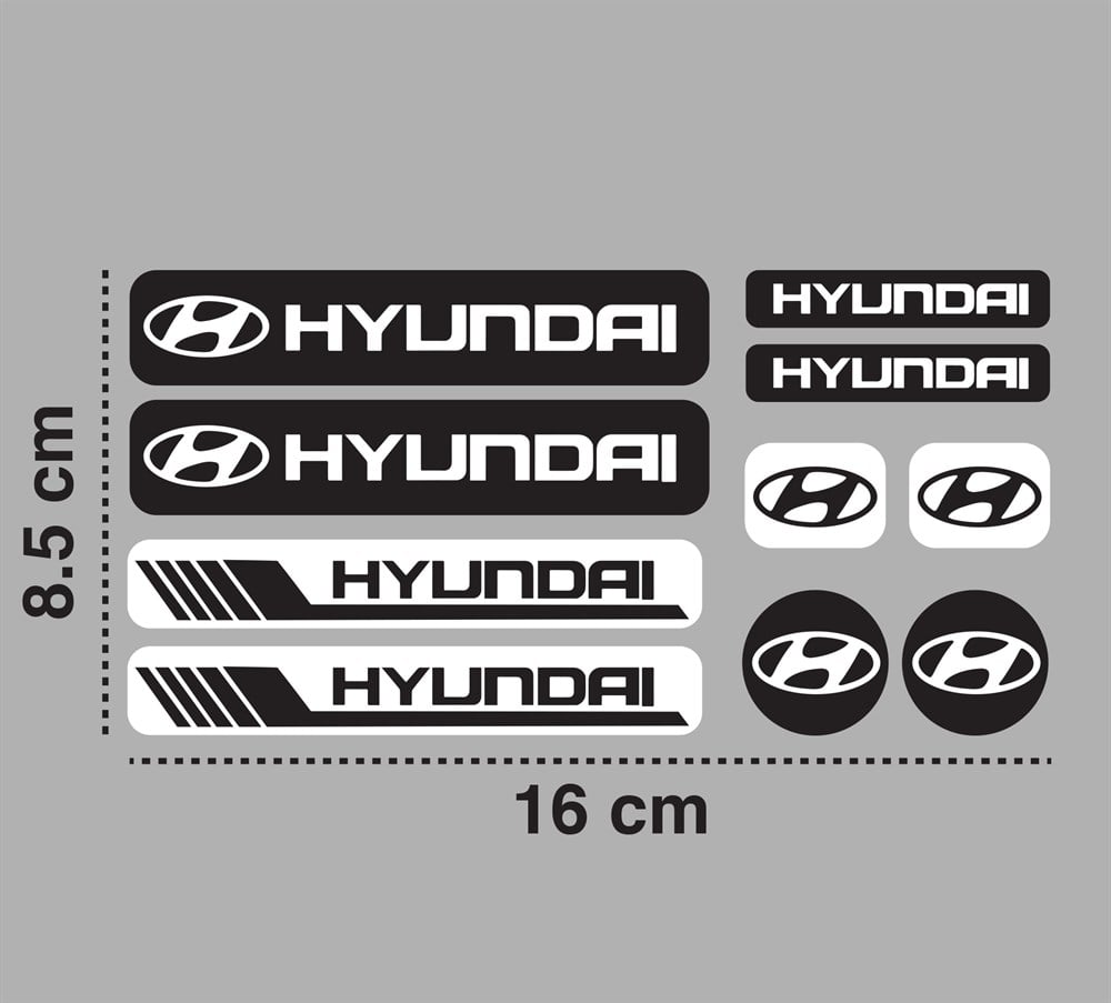 Hyundai Sticker Seti Gümüş 10 Parça