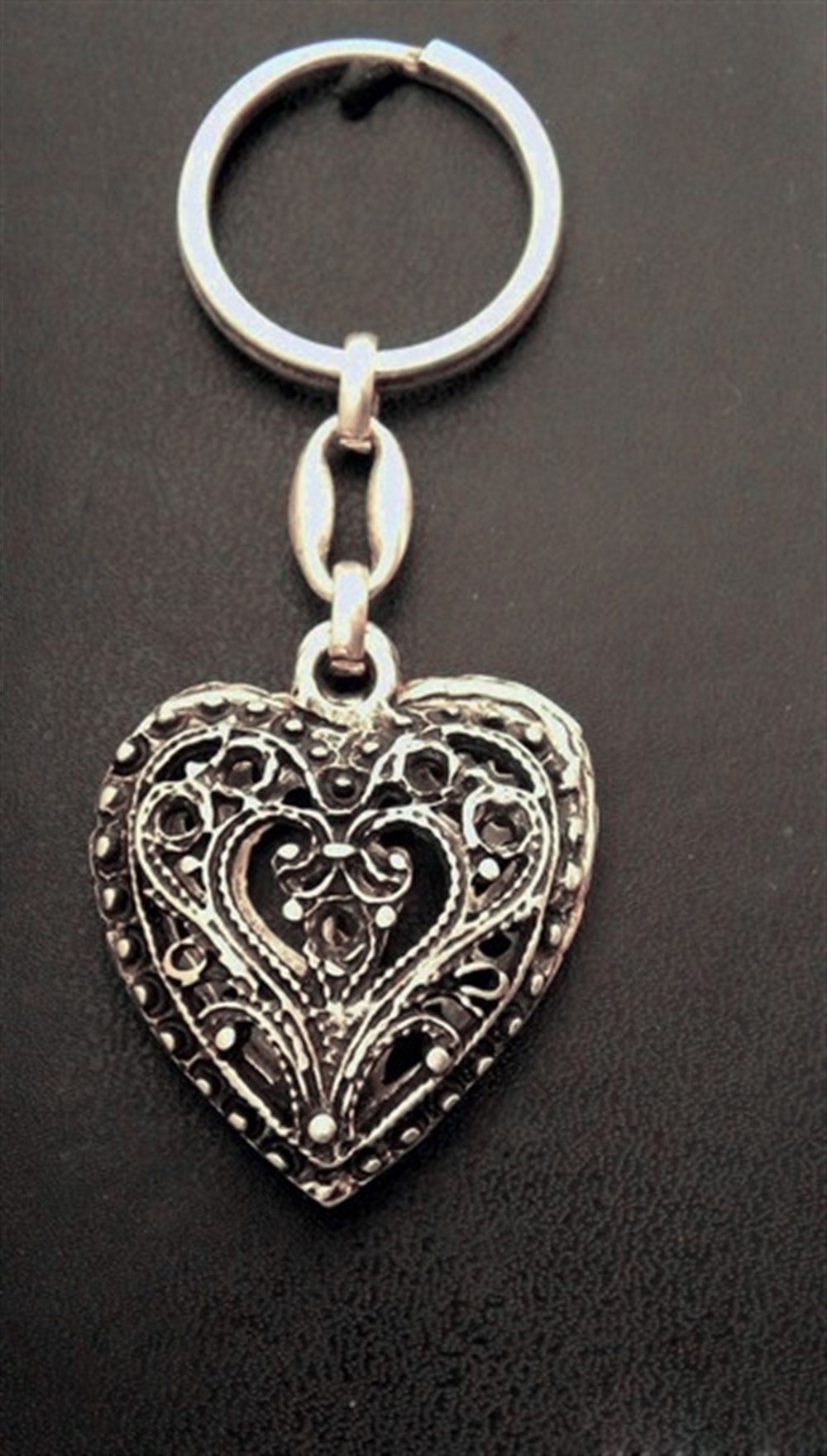 İşlemeli Kalp Anahtarlık