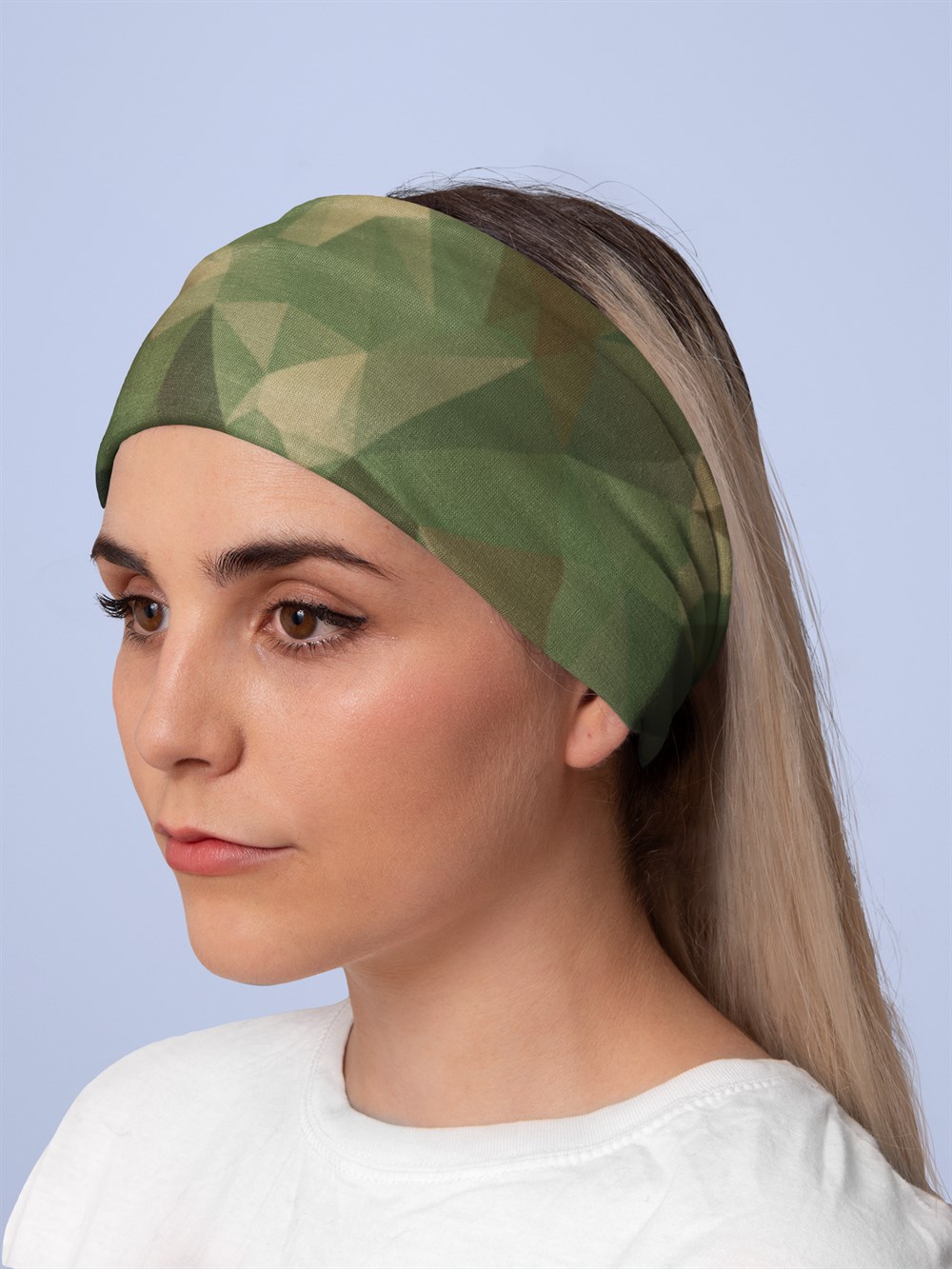 Kamuflaj Asker Yeşili Kadın Bandana Saç Bandı Toka Boyunluk