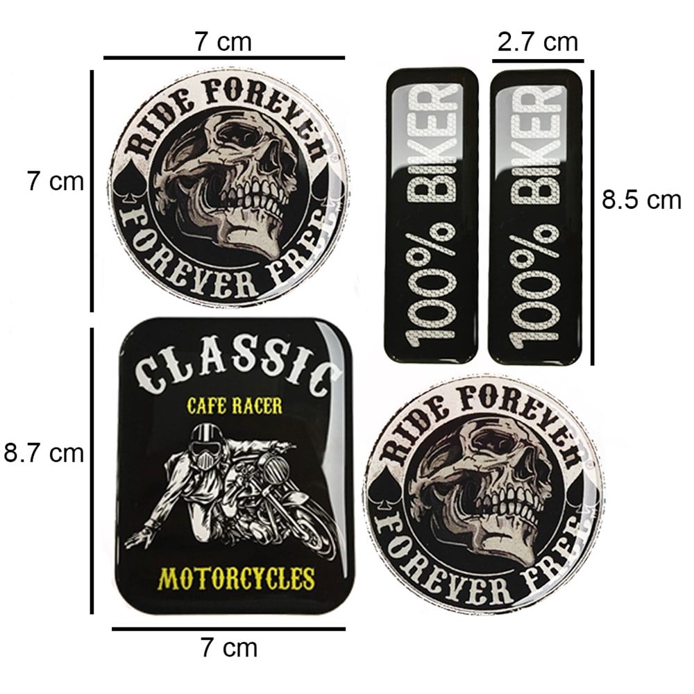 Kask Sticker Set,Cafe Racer, Ride Forewer, 100% Biker