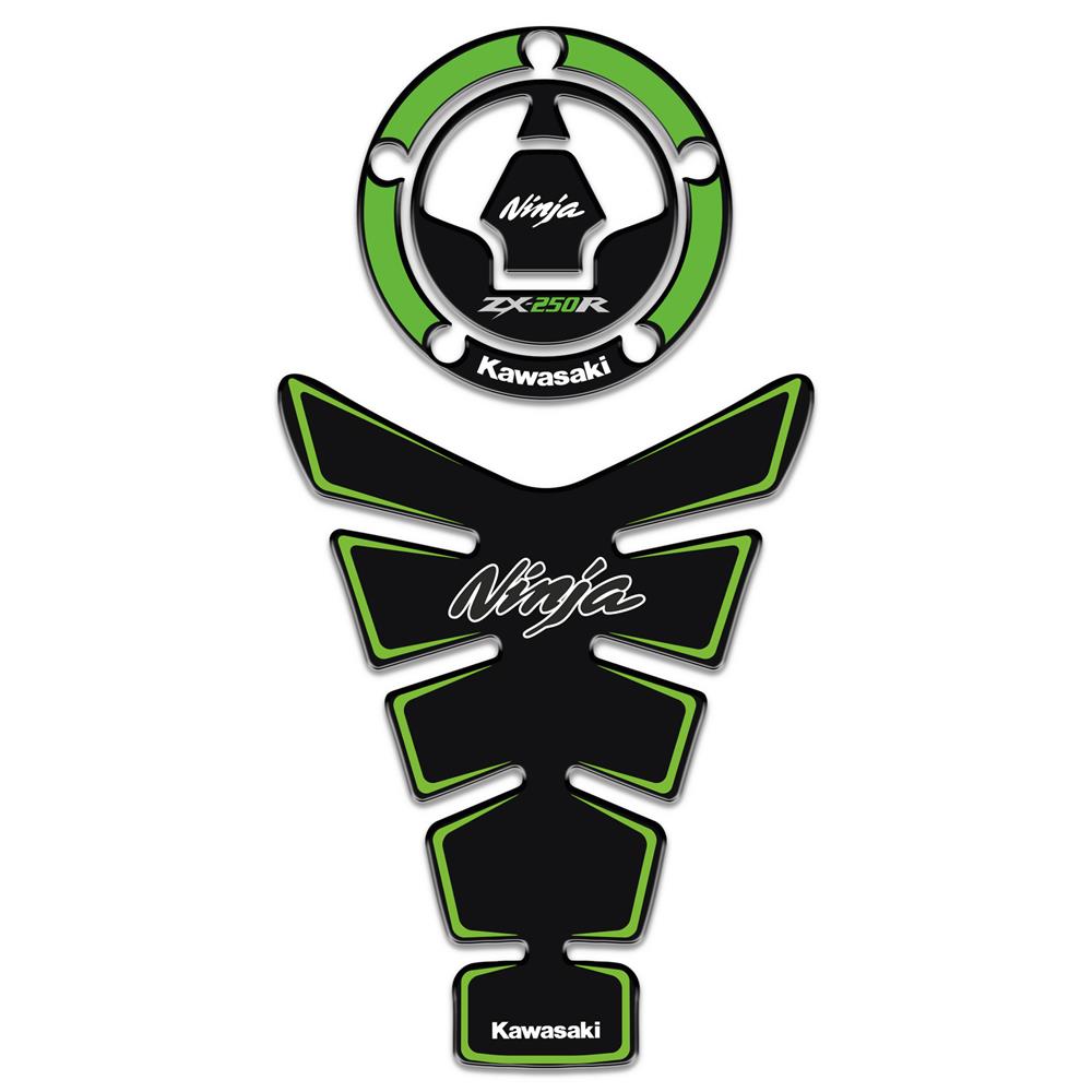 Kawasaki NİNJA ZX 250 R Tank Pad Depo Kapak Pad Set Siyah Yeşil