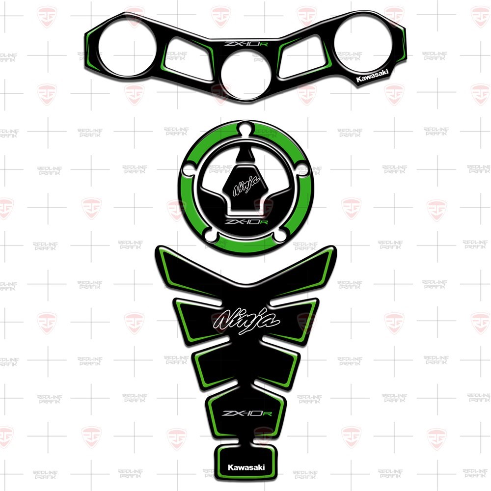 KAWASAKİ ZX-10R 2011-2015 Tank Pad Depo Kapak Gidon Pad Set 3'lü Set