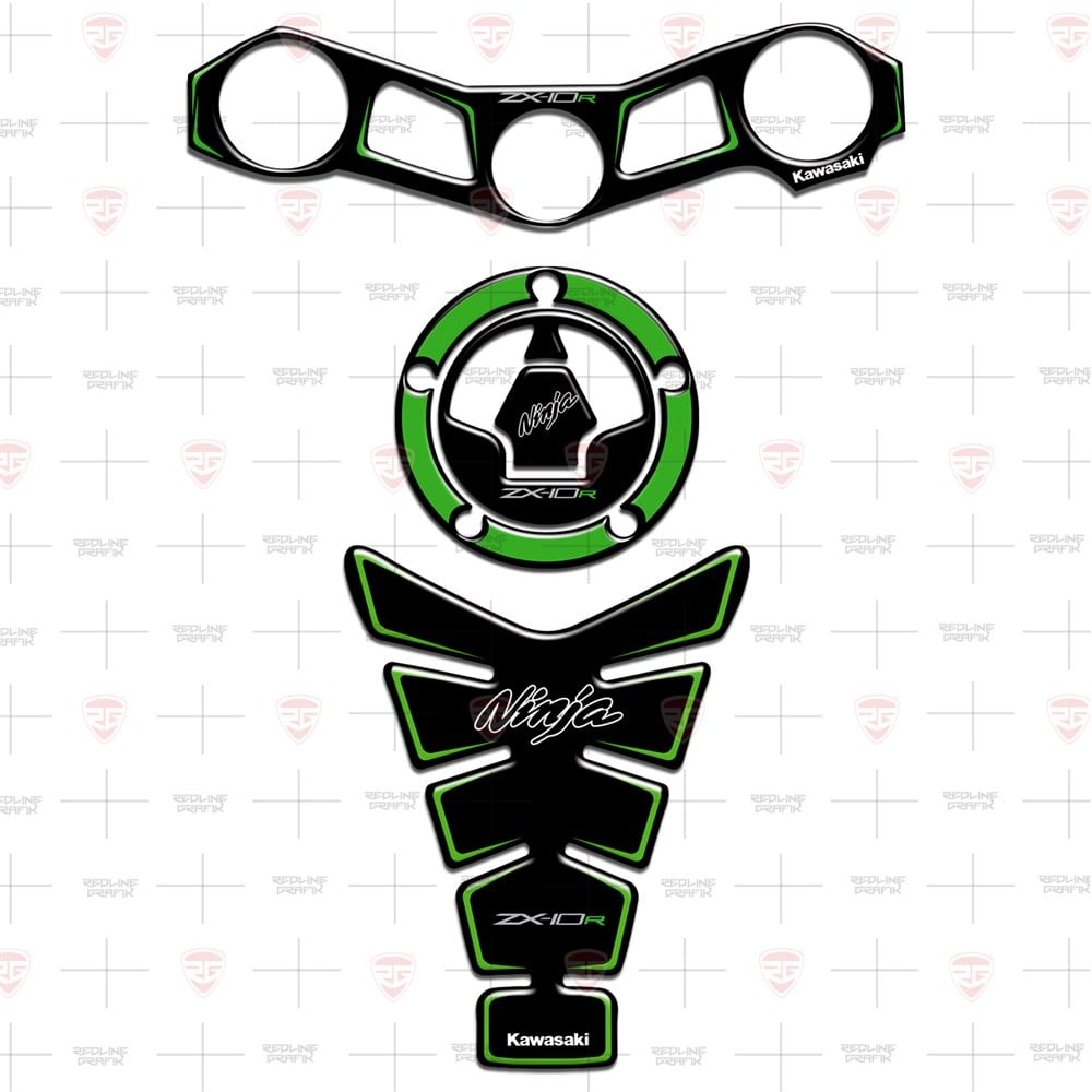 KAWASAKİ ZX-10R 2011-2015 Tank Pad Depo Kapak Gidon Pad Set 3'lü Set