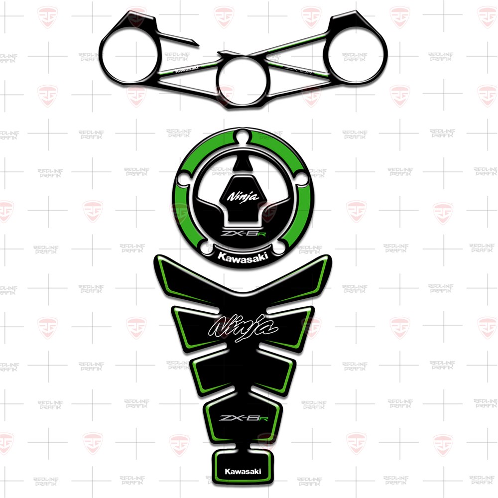 KAWASAKİ ZX-6R Special 2013-2016 Tank Pad Depo Kapak Gidon Pad Set 3'lü Set