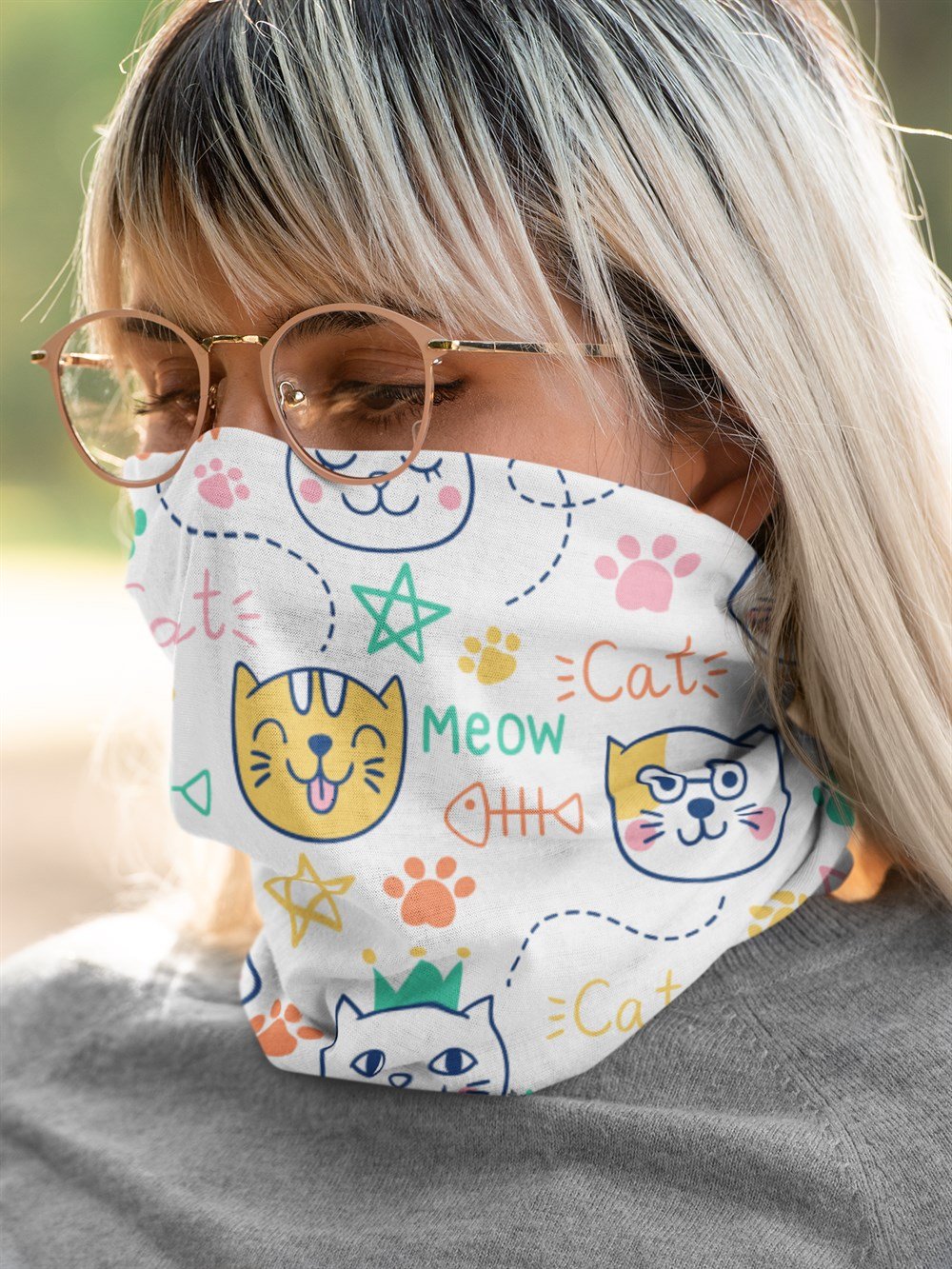 Kedi Desenli Bandana