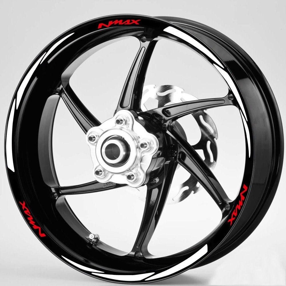 Kırmızı Nmax Yazılı 3 Parçalı Reflektif Beyaz Jant Şeridi