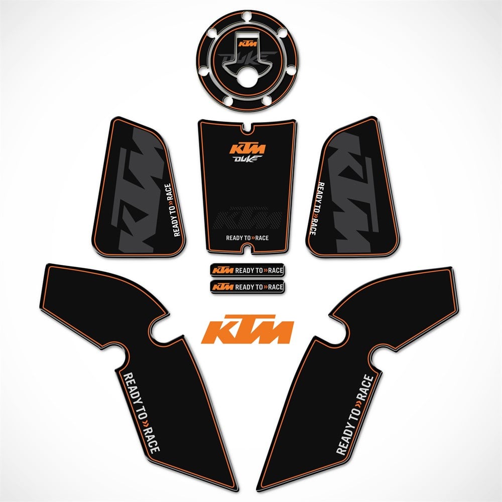 KTM DUKE 125-200-390 GRENAJ KORUYUCU TANK PAD SETİ Siyah Turuncu