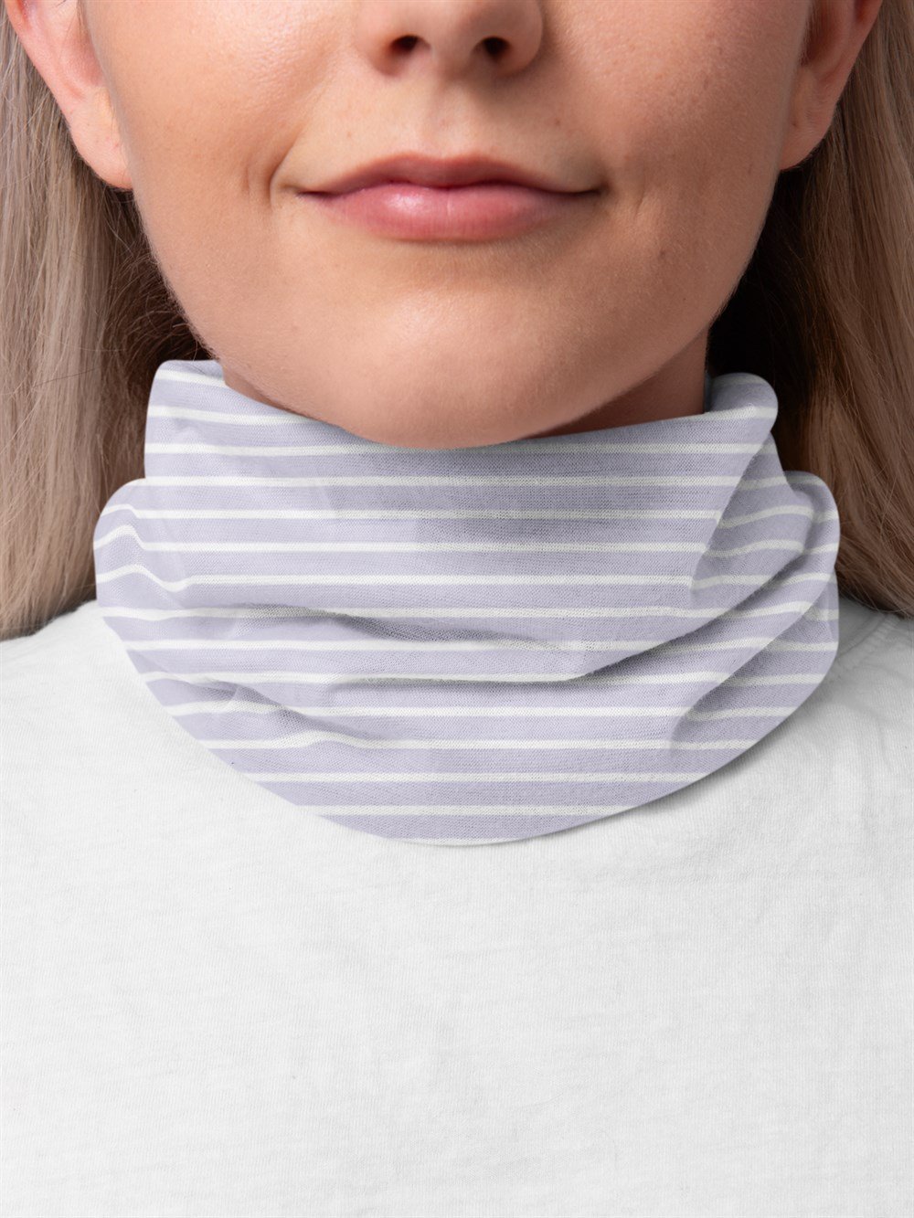 Küçük Kareli Mor Kadın Bandana Saç Bandı Toka Boyunluk