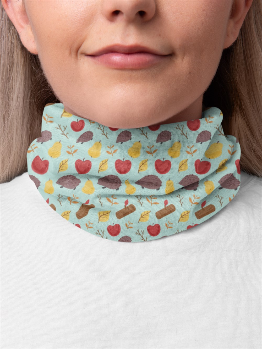 Küçük Orman Desenli Kadın Bandana Saç Bandı Toka Boyunluk