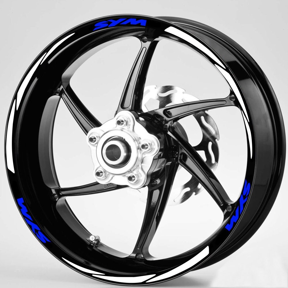 Mavi Sym Yazılı 3 Parçalı Reflektif Beyaz Jant Şeridi