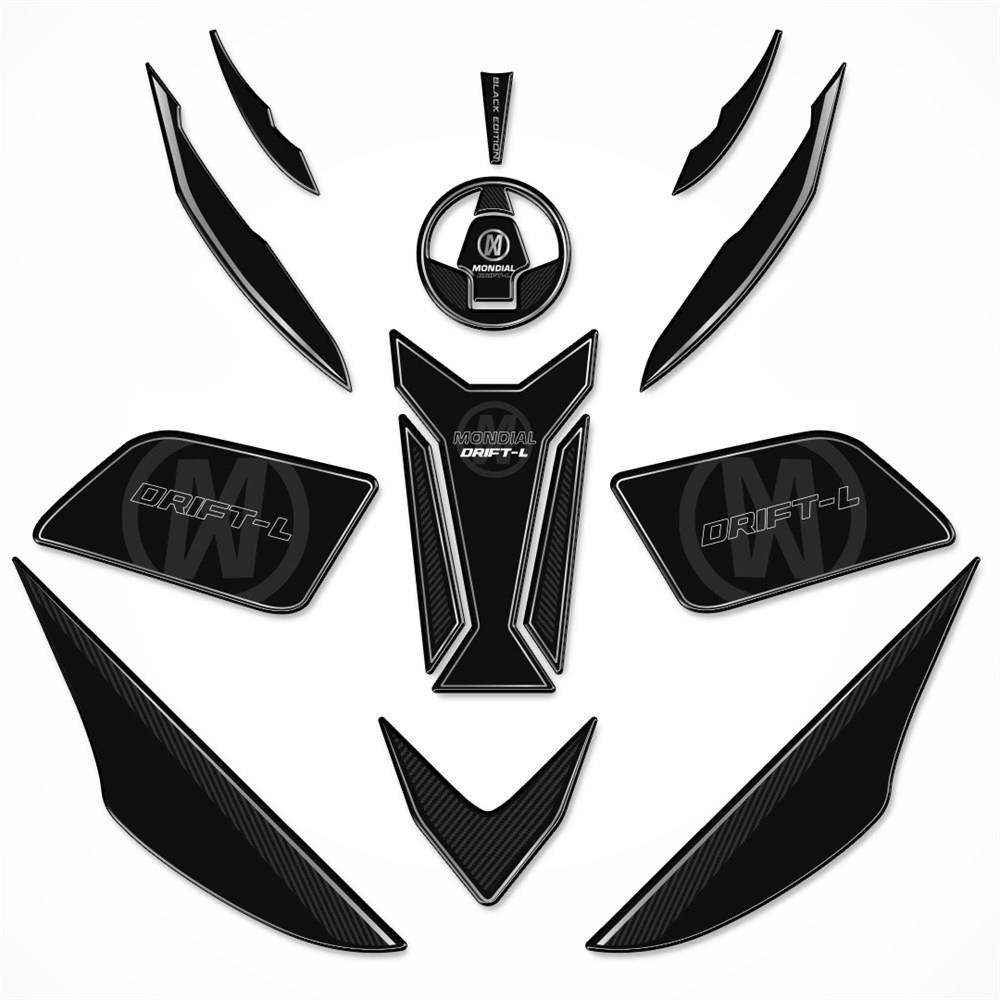 Mondial Drift L Full Tank Pad Set Siyah-Gümüş