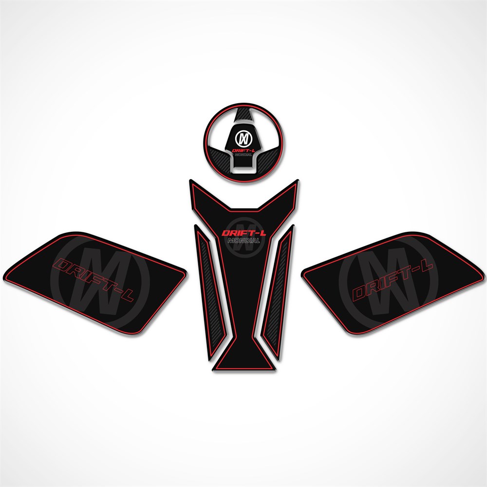 Mondial Drift L Tank Pad Set Siyah-Kırmızı tasarım