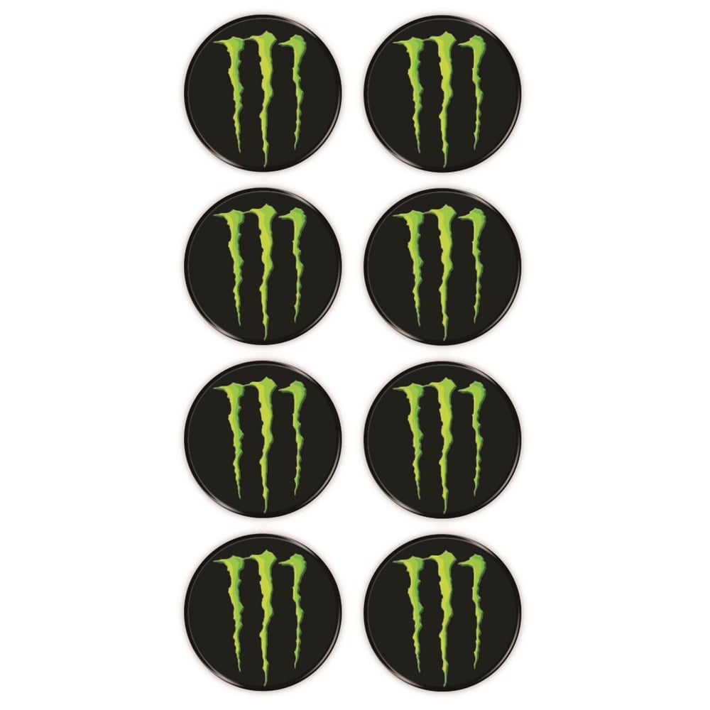 Monster Logo 8'li Koruma Takozu 3D Sticker Etiket Siyah