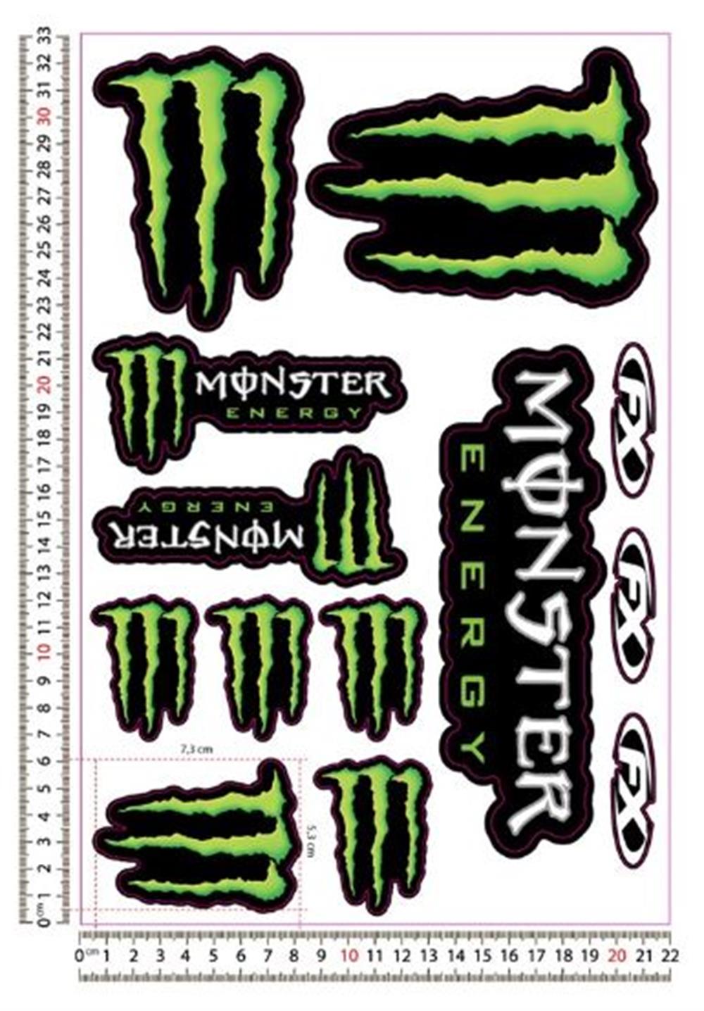 Monster Yeşil Motosiklet Sticker Seti