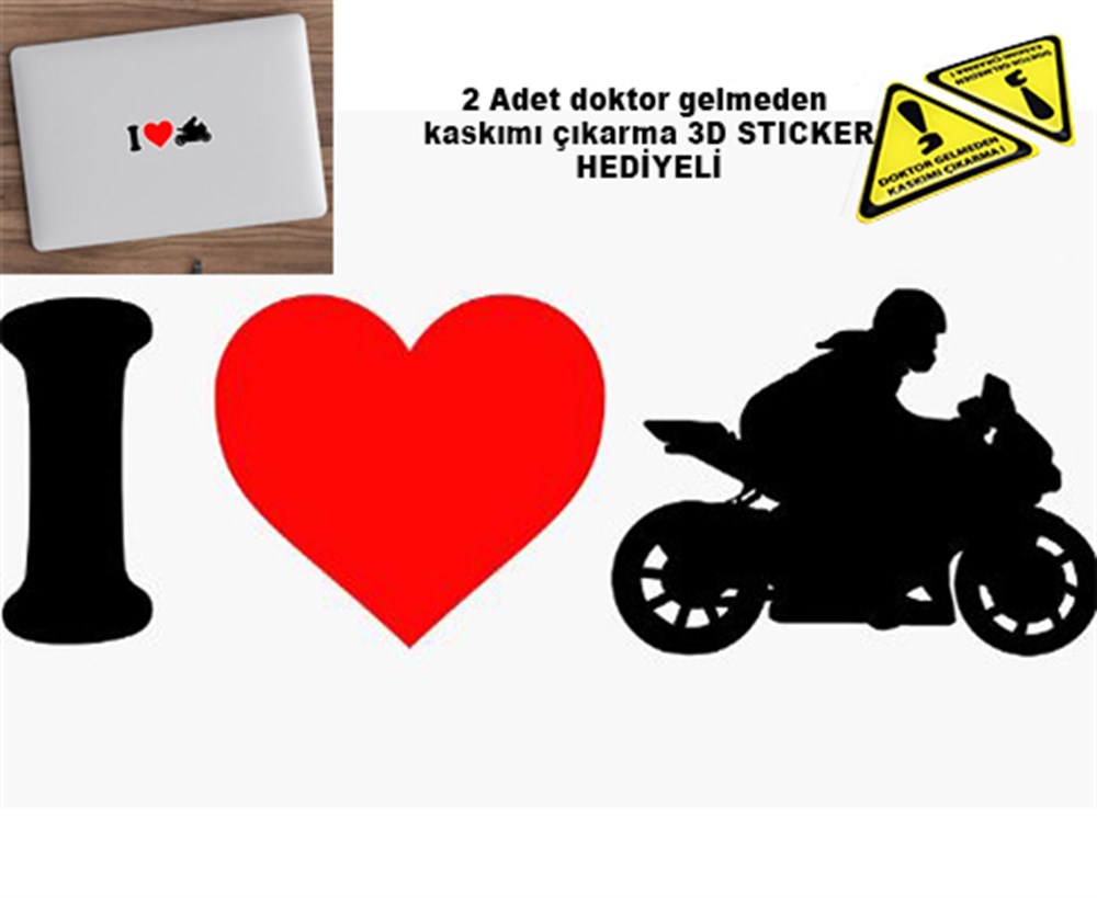Motorcu I LOVE YOU Sticker 2 Adet (Hediyeli)