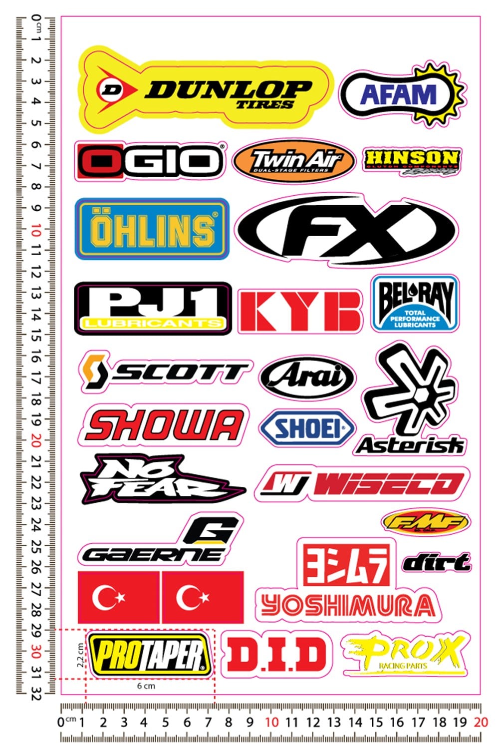 Motosiklet Sponsor Sticker Set 6 