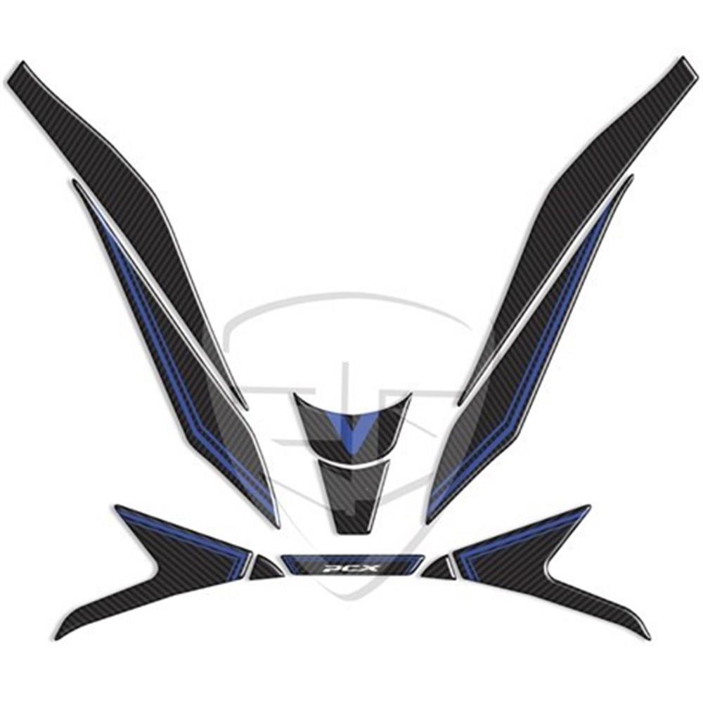 Pcx 125 2021 Karbon Desen Mavi Far Üstü Koruma Stiicker Pad