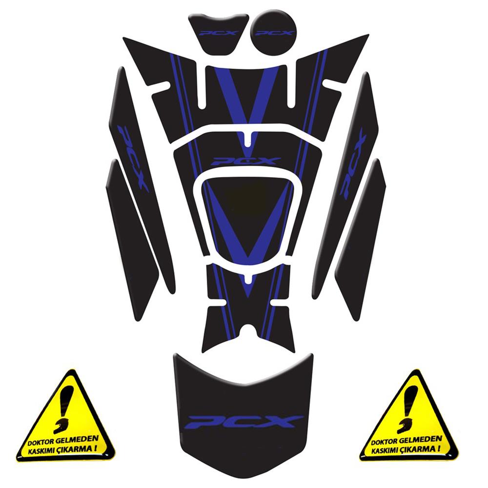 PCX 2018-20 TANK PAD Mavi Siyah 11 Parça